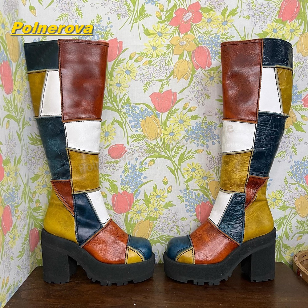 Vintage Fashion Style - Botas Femininas Retrô de Couro com