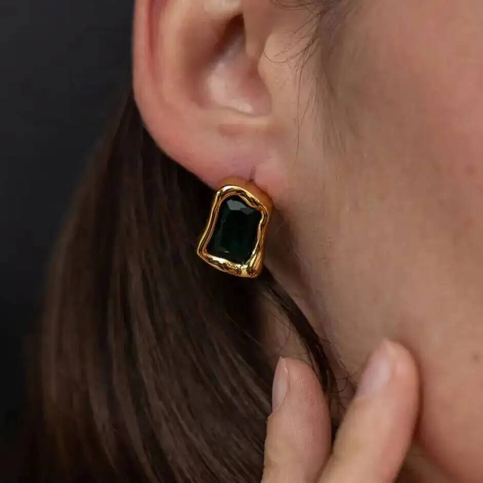 Z Vintage Fashion - IngeSight.Z Brincos quadrados requintados com zircônia