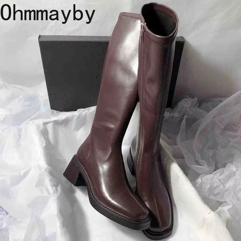 Vintage Fashion Style - Vintage salto grosso feminino joelho botas