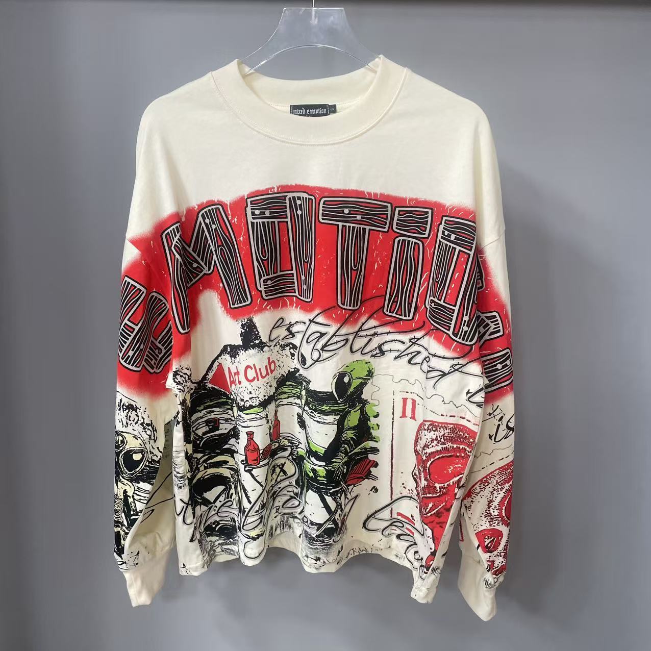 Vintage Fashion Style - Camiseta de Manga Longa MIXED-EMOTION de