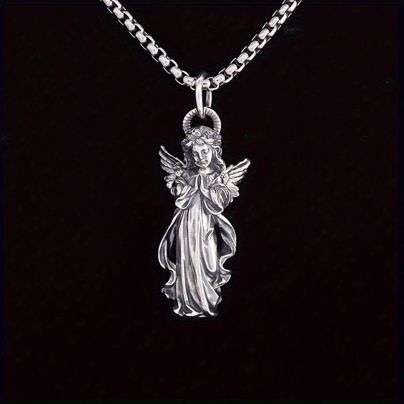 Vintage Fashion Meaning - Colar amuleto de anjo da guarda,