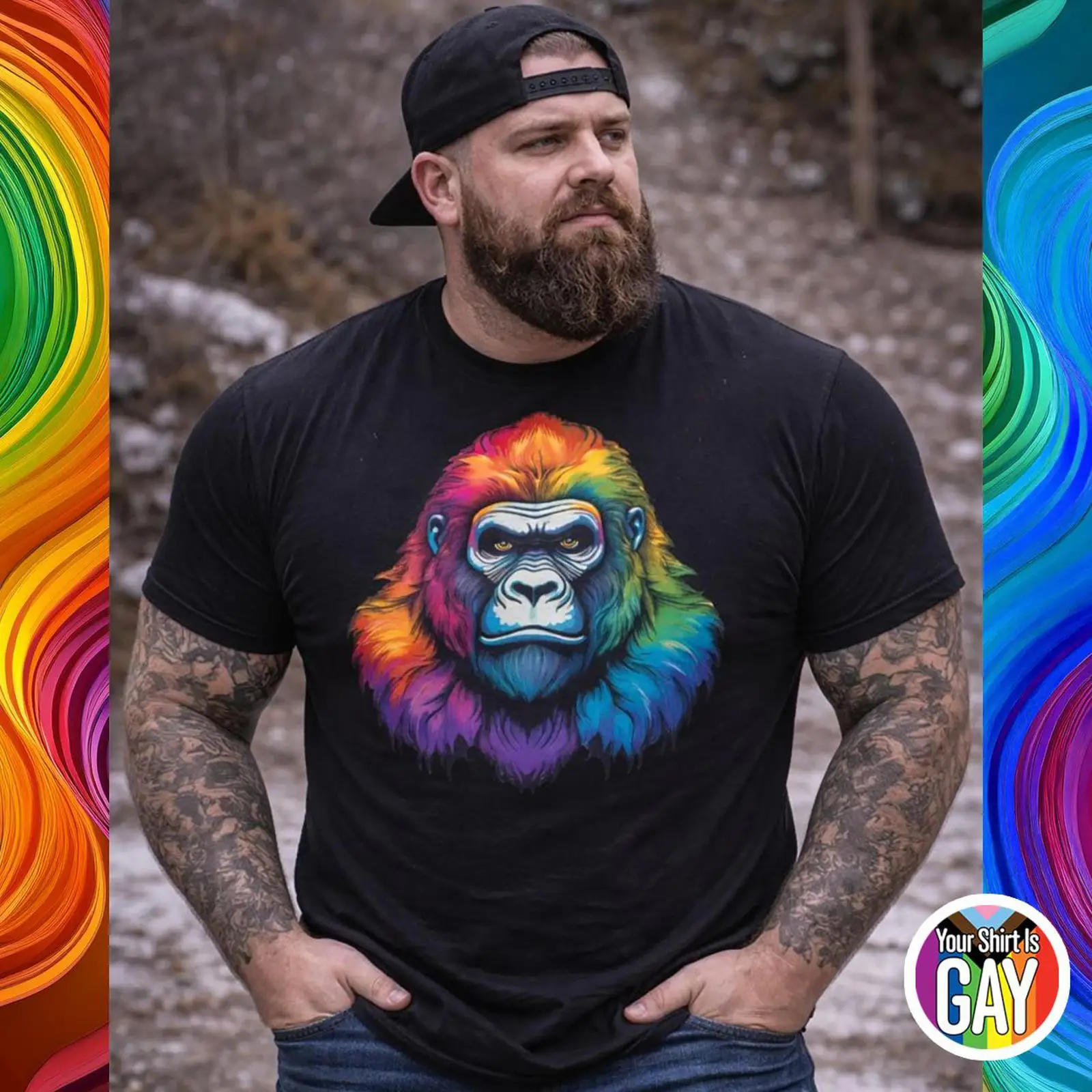 Vintage Fashion Community - Camiseta Gay Gorilla Pride com Estampa