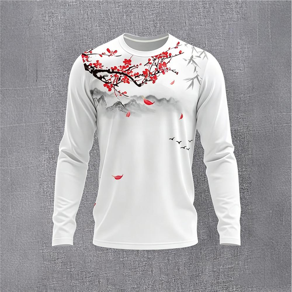 Vintage Fashion Style - Camiseta Masculina de Manga Longa Estilo
