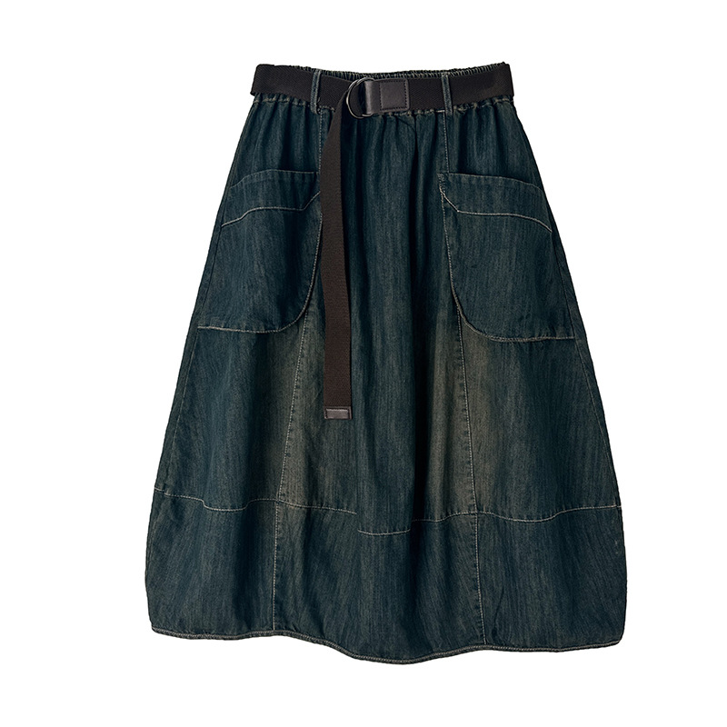 Denim Skirt Midi Vintage - Saia Jeans Feminina Tamanho Grande com