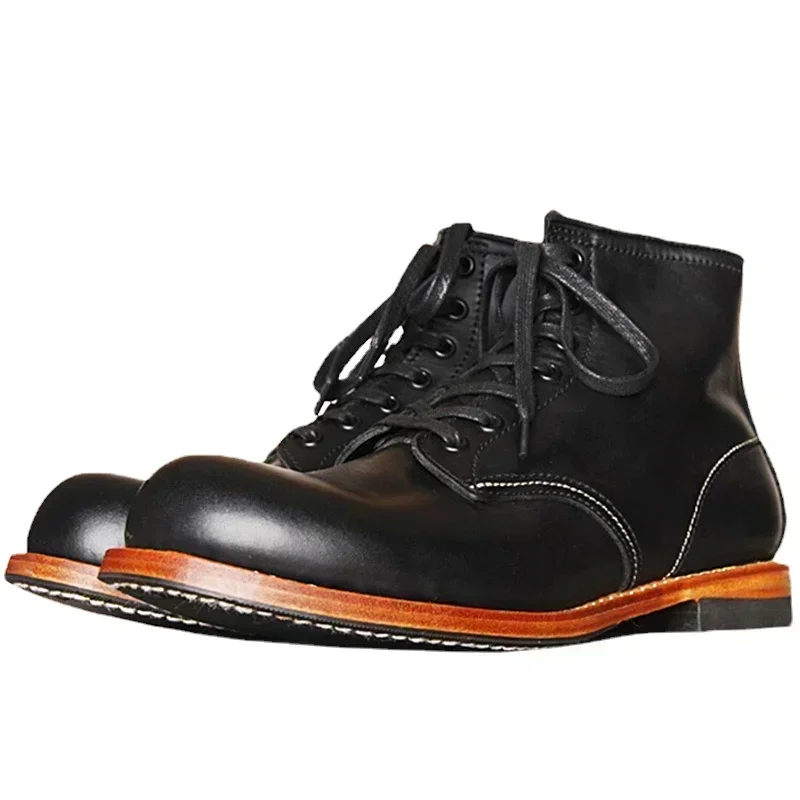 Vintage Fashion Style - Botas masculinas vintage de couro genuíno