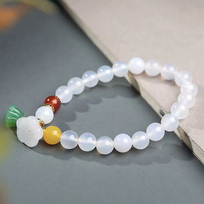 Pulseira de Ágata Branca com P - Vintage Fashion Tiktok avaliação e preço