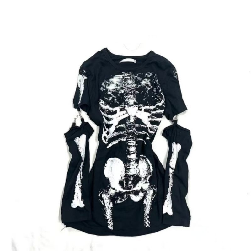 Camiseta Gráfica Gótica com Es - Vintage Fashion Subculture avaliação e preço