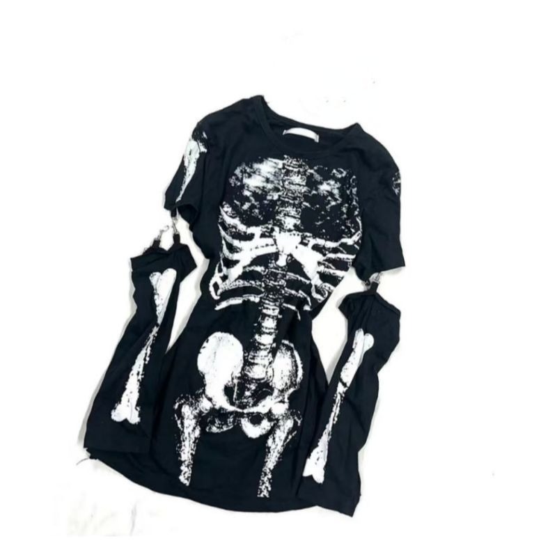 Camiseta Gráfica Gótica com Es - Vintage Fashion Subculture avaliação e preço