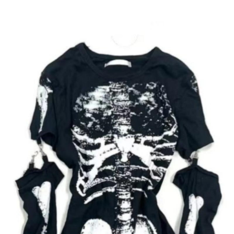 Camiseta Gráfica Gótica com Es - Vintage Fashion Subculture avaliação e preço