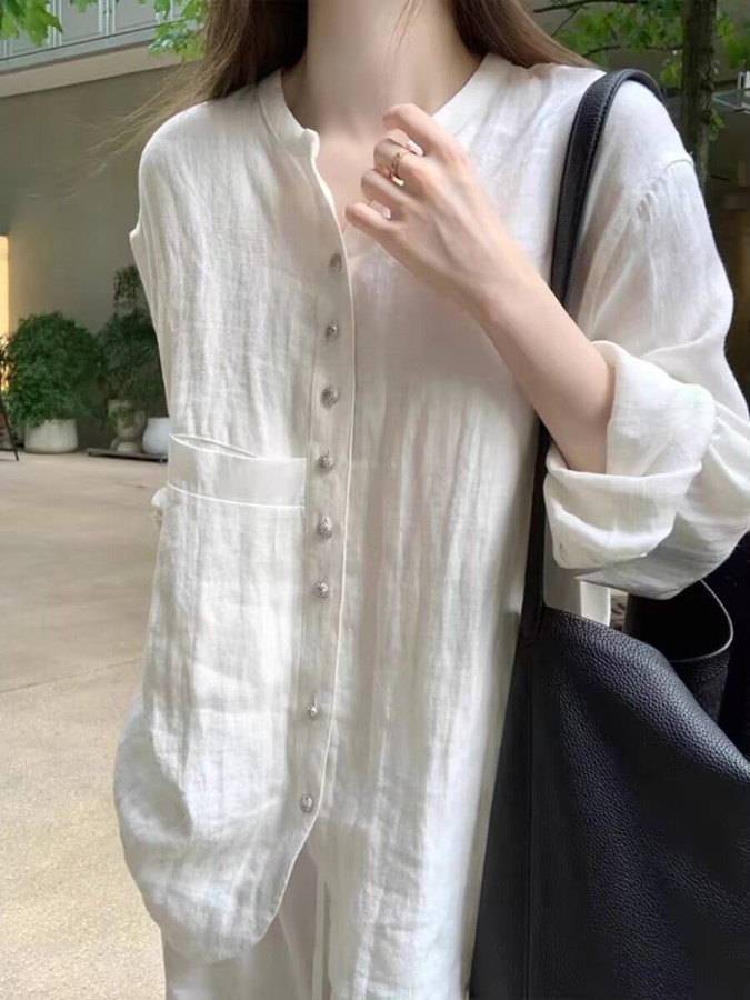 Camisa Casaco Feminina Branca  - Vintage Fashion Meaning avaliação e preço