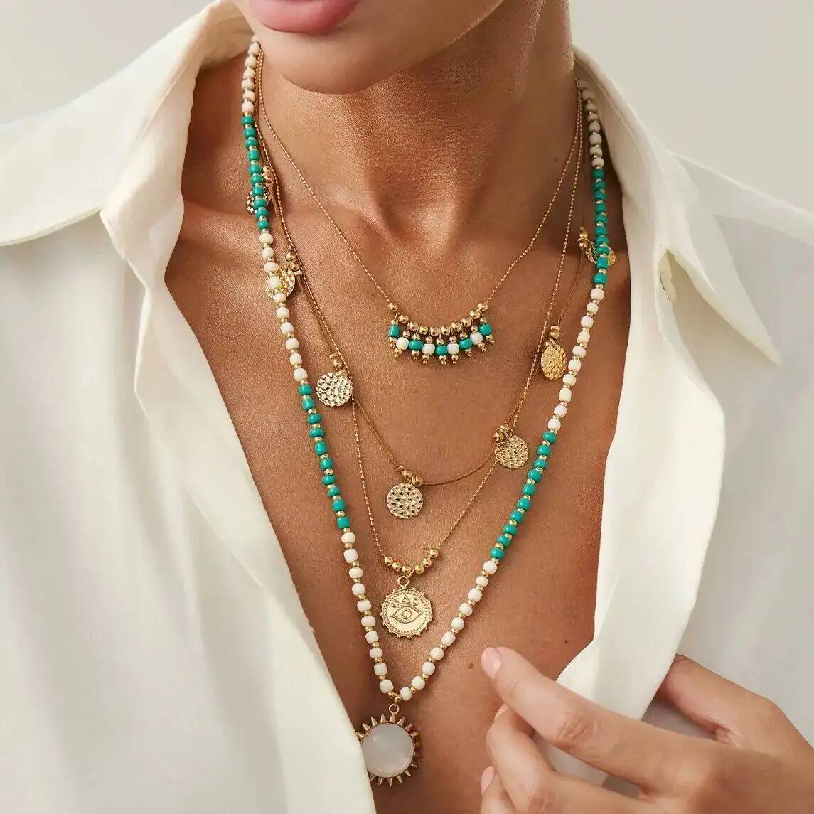 z 2 pçs/set boho étnico verde  - Z Vintage Fashion avaliação e preço
