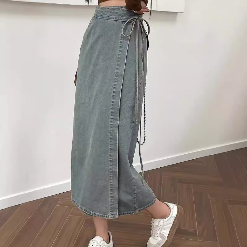 Saia Jeans Midi Feminina Elega - Denim Skirt Midi Vintage avaliação e preço