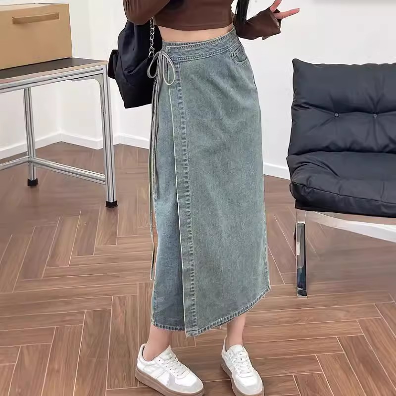 Saia Jeans Midi Feminina Elega - Denim Skirt Midi Vintage avaliação e preço