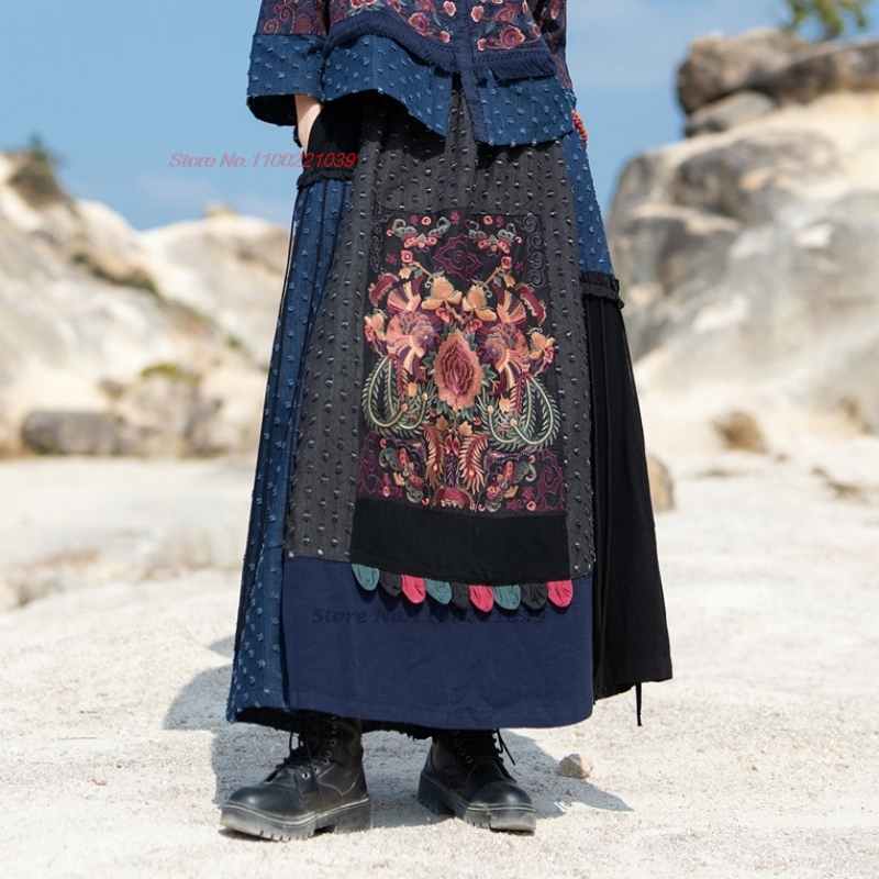 2026 tradicional étnico denim  - Denim Skirt Midi Vintage avaliação e preço