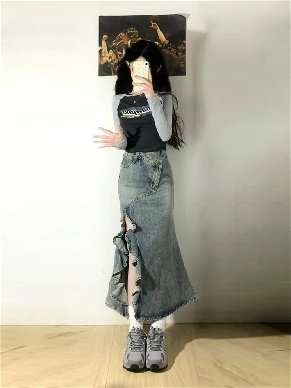 Saia de Denim Retro Coreana pa - Denim Skirt Midi Vintage avaliação e preço