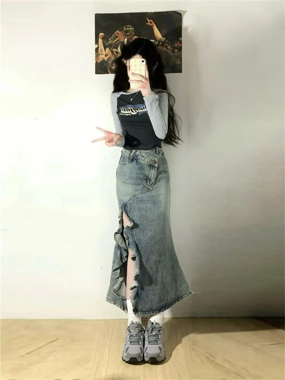 Saia de Denim Retro Coreana pa - Denim Skirt Midi Vintage avaliação e preço