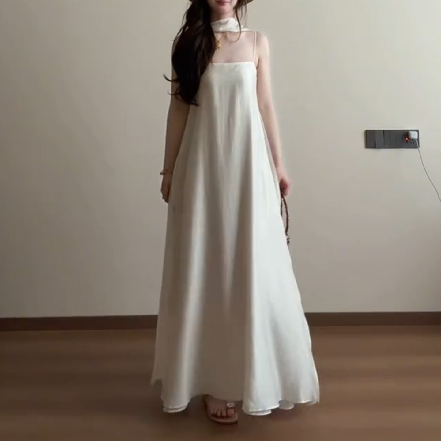 Novo Vestido Maxi Branco Vinta - Vintage Fashion Tiktok avaliação e preço