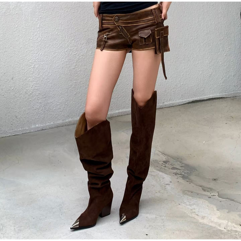 Botas de cano alto com estampa - Vintage Fashion Y2K avaliação e preço