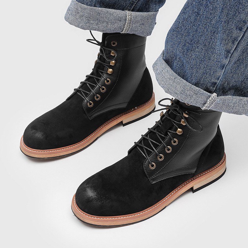 Botas masculinas de couro orig - Vintage Fashion Style avaliação e preço