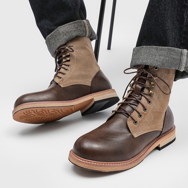 Botas masculinas de couro orig - Vintage Fashion Style avaliação e preço